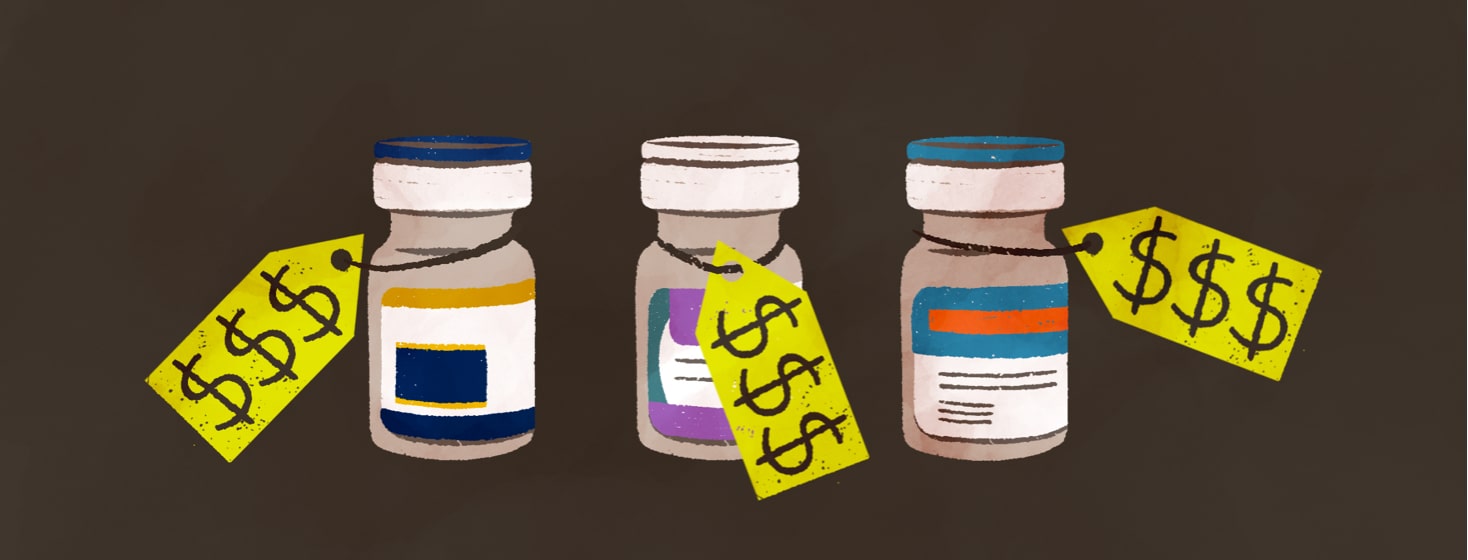 Medicine bottles with different price tags